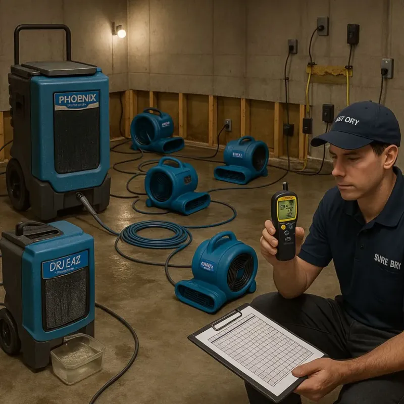 Structural Drying and Dehumidification process in Enosburg Falls, VT